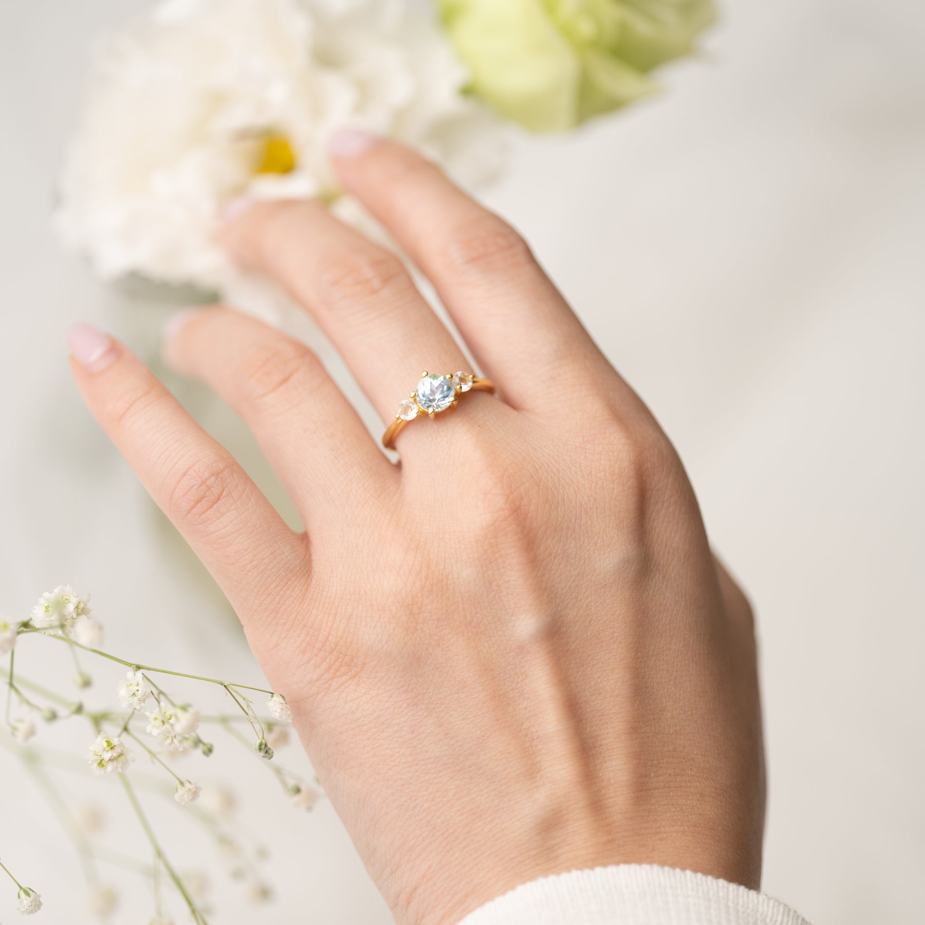 【ブルートパーズ×クリスタル】DSIB-Design Ring Collection -Ice Bloom