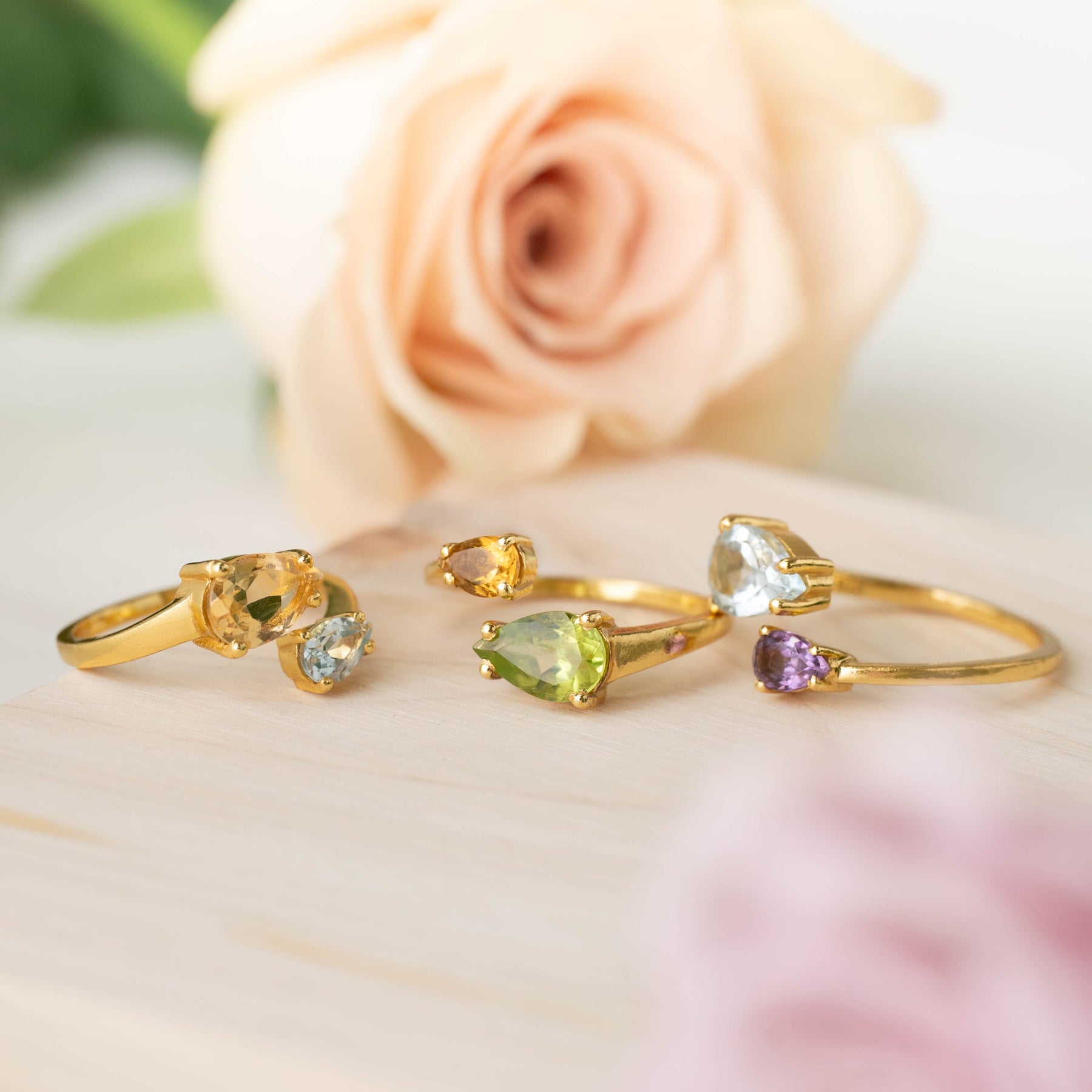 【ブルートパーズ×アメジスト】DSBA-Design Ring Collection -Duo Drop ring