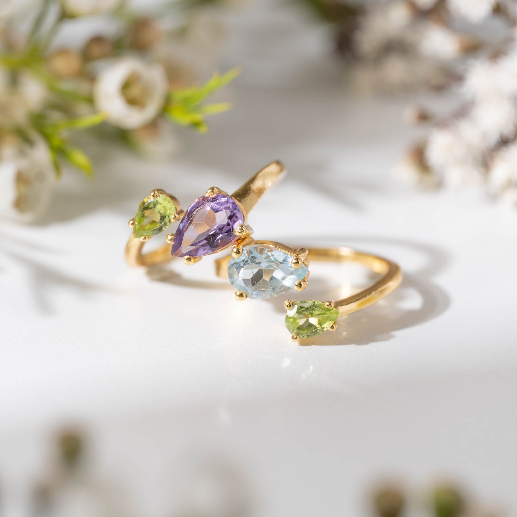 【アメジスト×ペリドット】DSCP-Design Ring Collection -Duo Drop ring
