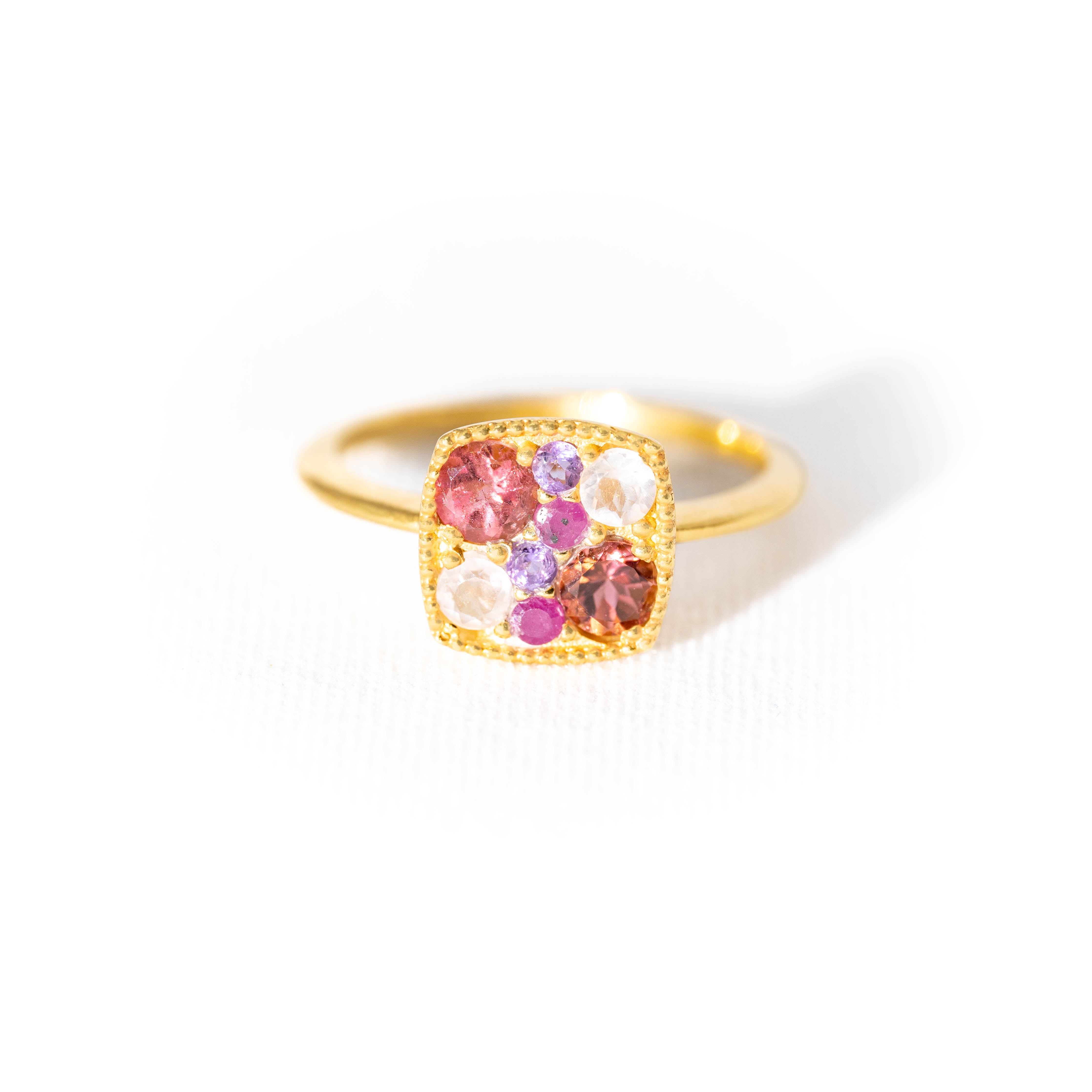 トルマリン×クリスタル×ルビー×アメジスト】DSDB-Design Ring