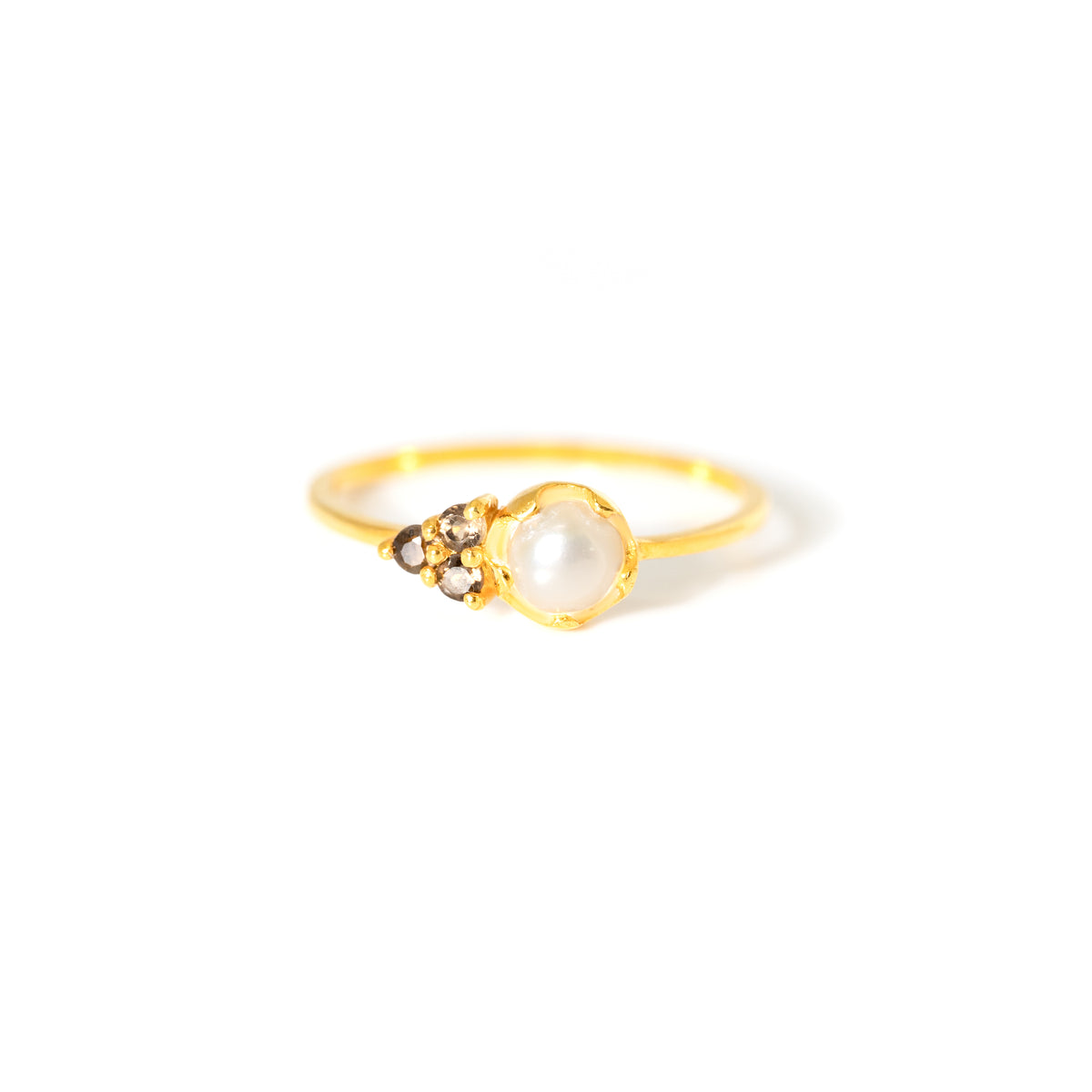 【パール×スモーキークォーツ】DSLB-Design Ring Collection -Luna Bloom