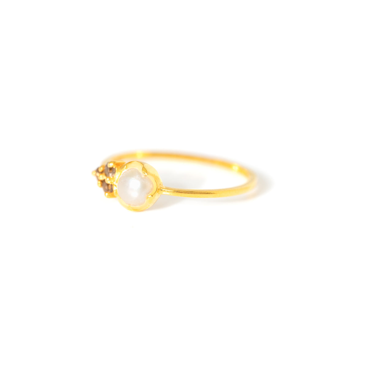 【パール×スモーキークォーツ】DSLB-Design Ring Collection -Luna Bloom
