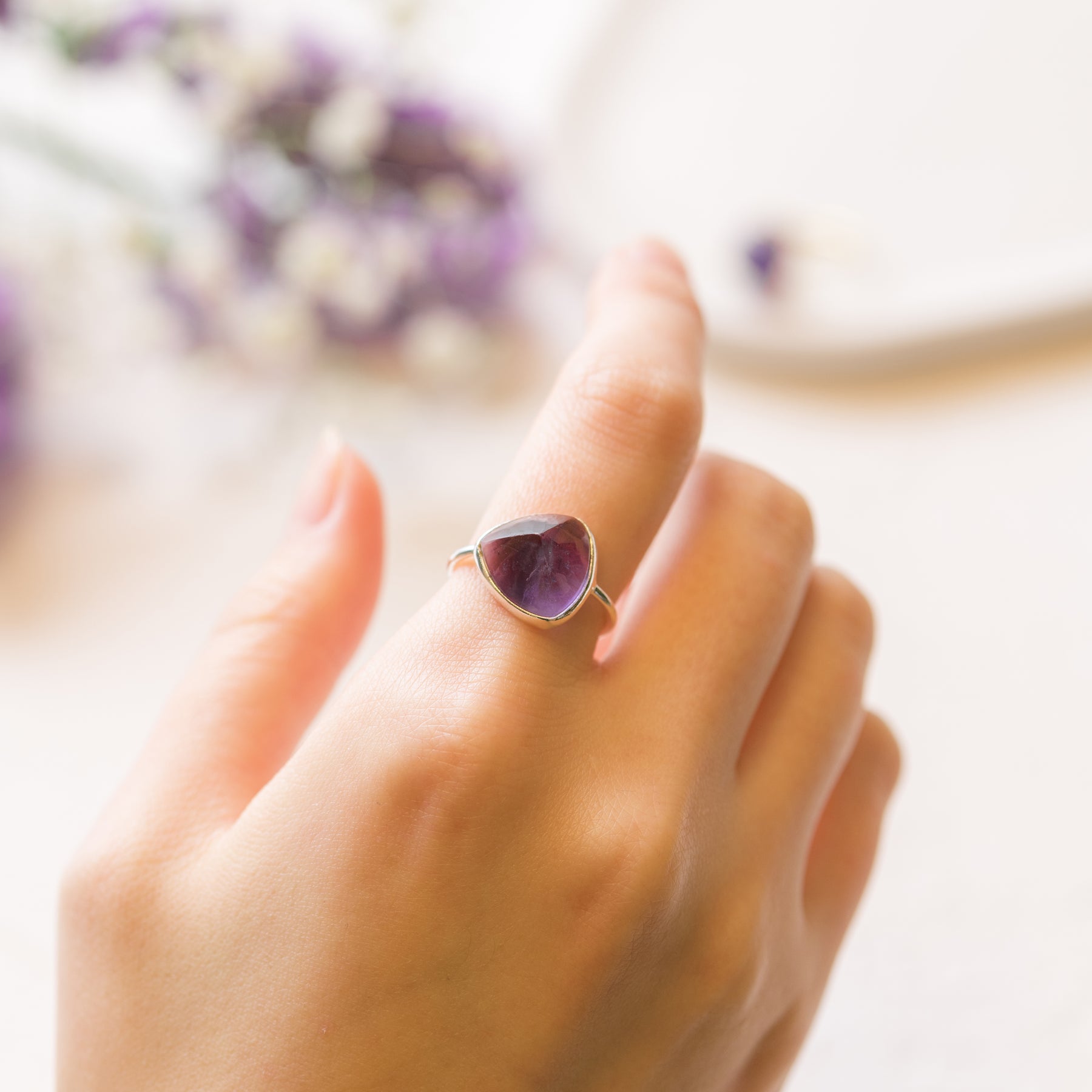 【アメジスト】TRLAMS2-Trilliant Ring