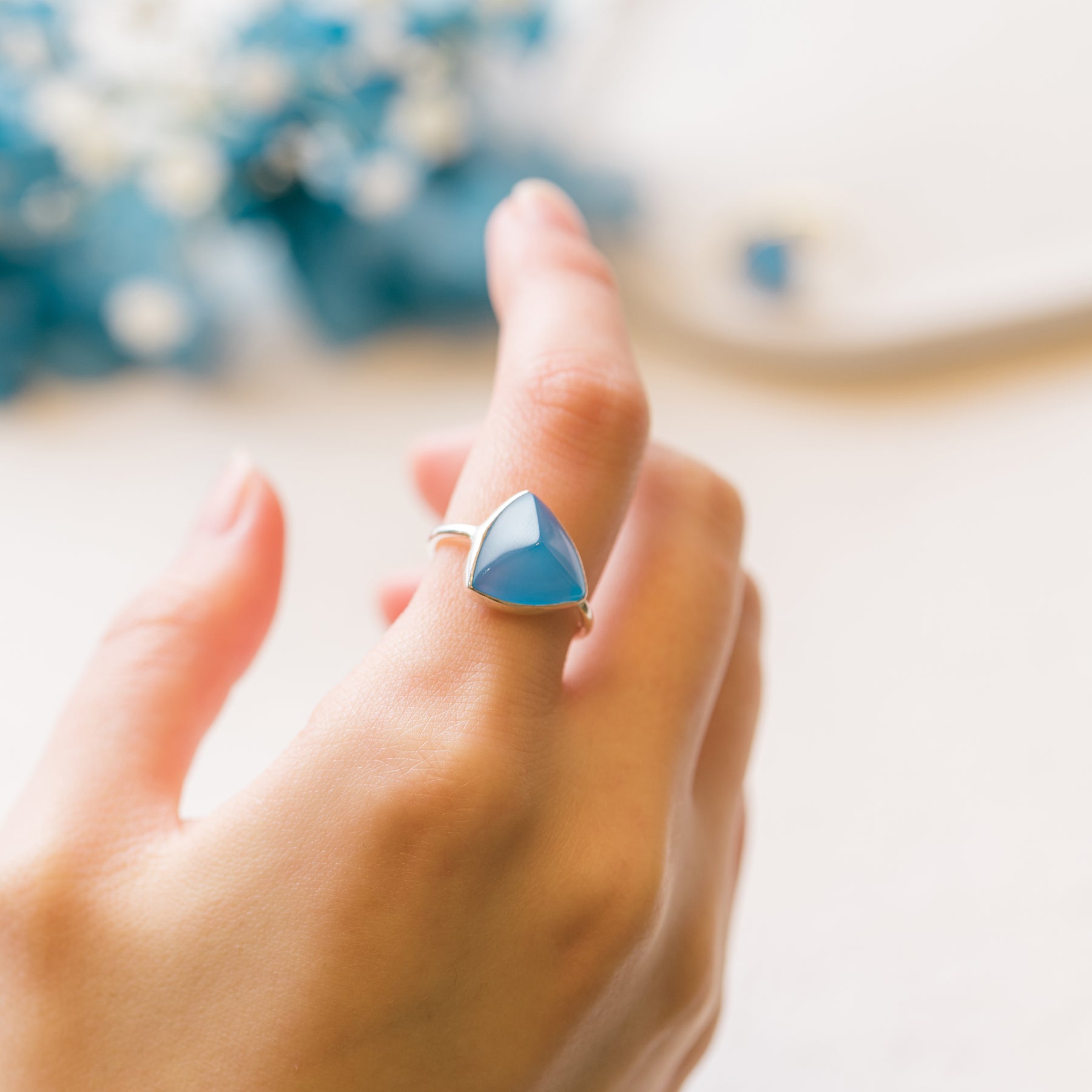 【ブルーカルセドニー】TRLBCS2-Trilliant Ring