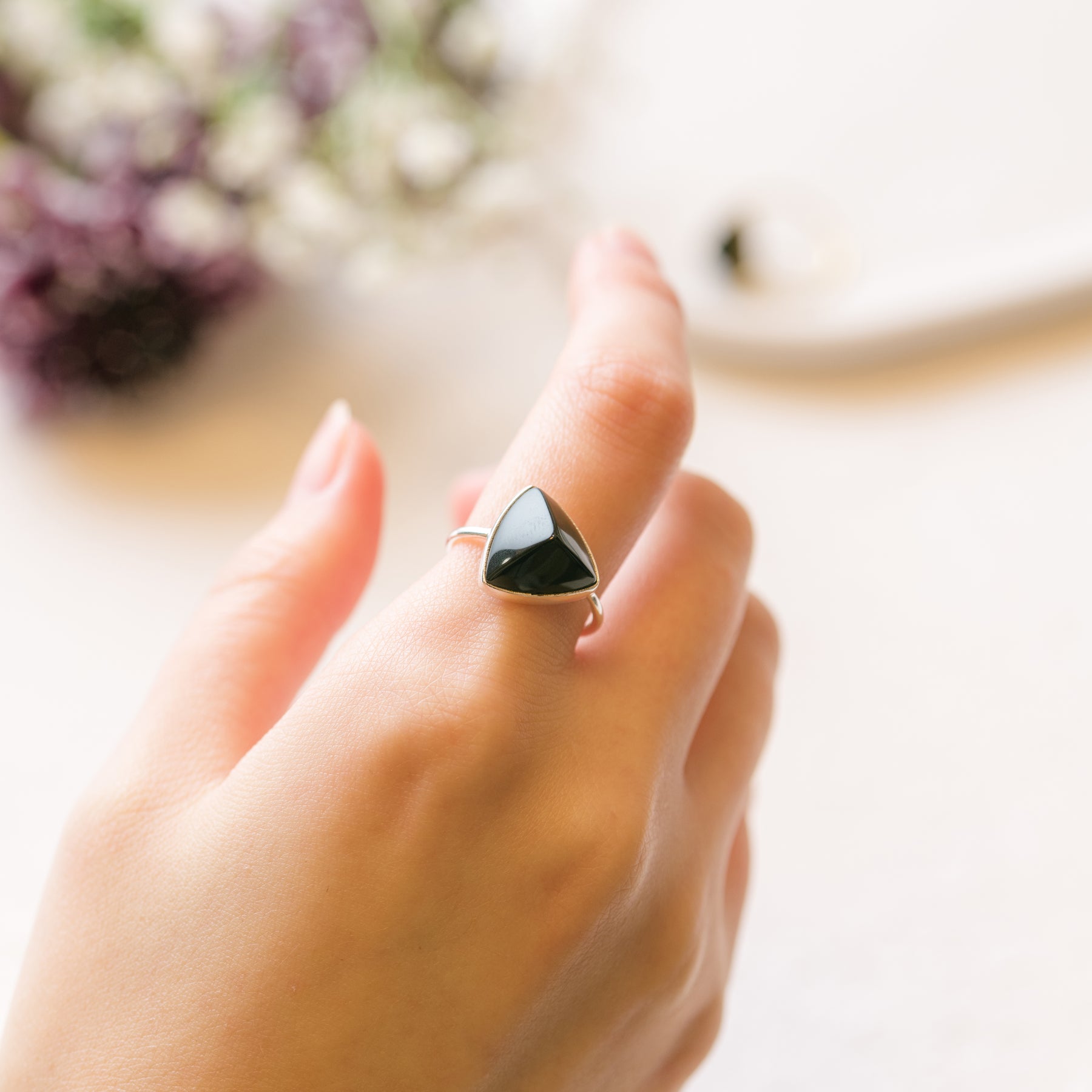 【ブラックオニキス】TRLBOS2-Trilliant Ring