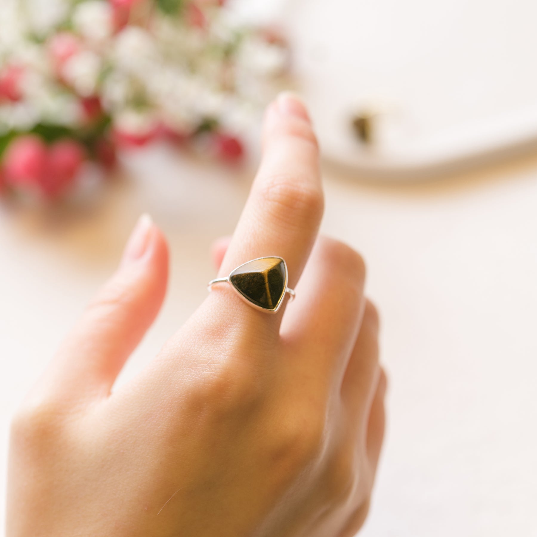 【タイガーアイ】TRLTES2-Trilliant Ring