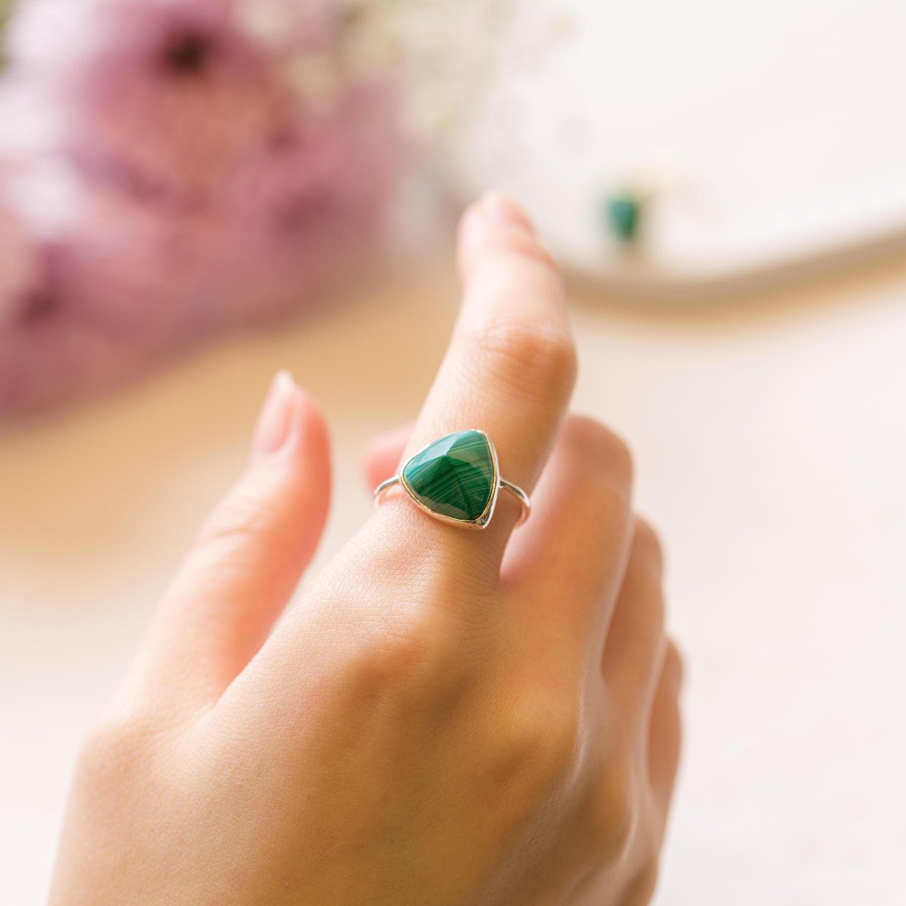 【マラカイト】TRLMCS2-Trilliant Ring