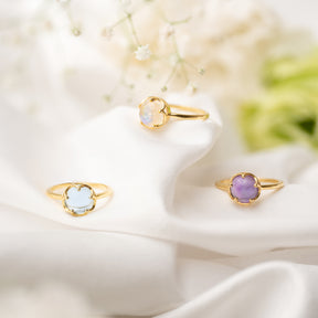 【レインボームーンストーン】FWRM-Flower Ring Collection -Rainbow Moonstone