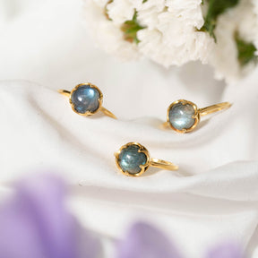 【ラブラドライト】FWLB-Flower Ring Collection - Labradorite