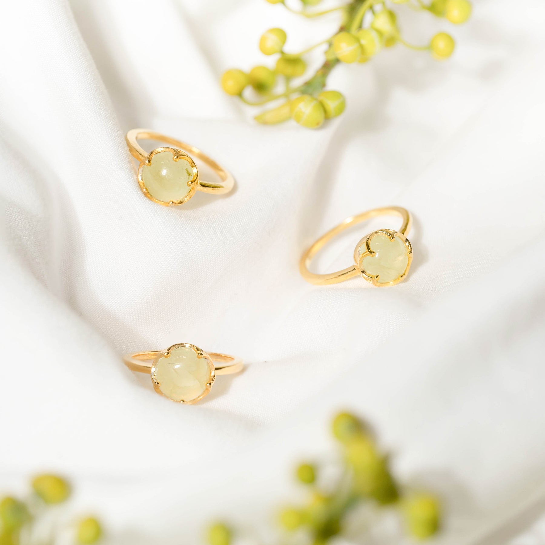【プレナイト】FWPN-Flower Ring Collection - Prehnite