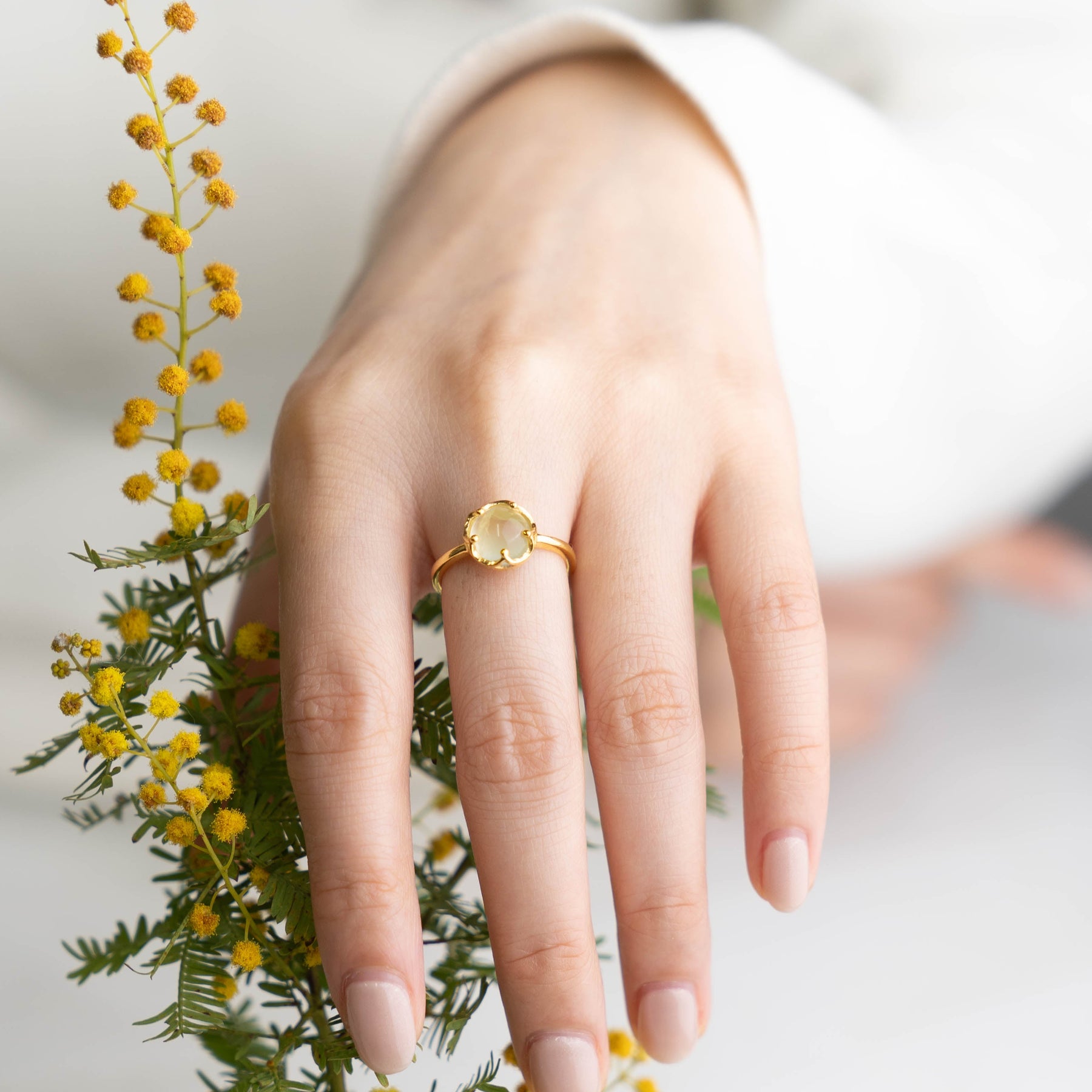 【プレナイト】FWPN-Flower Ring Collection - Prehnite