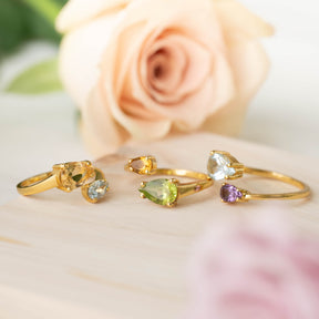 【シトリン×ペリドット】DSCP-Design Ring Collection -Duo Drop ring