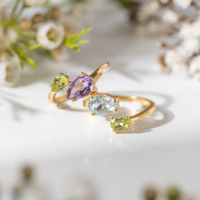 【アメジスト×ペリドット】DSCP-Design Ring Collection -Duo Drop ring