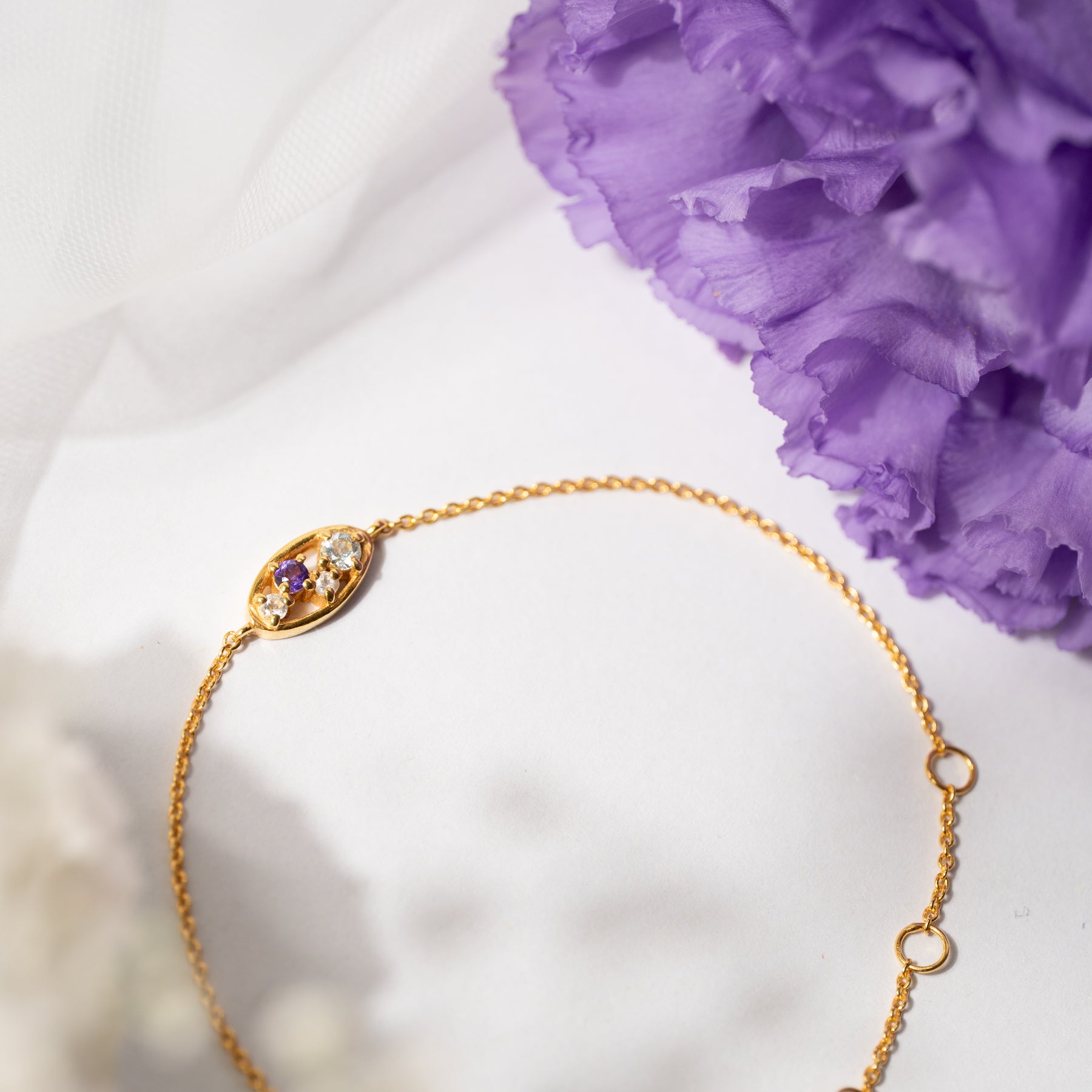 【ブルートパーズ×アメジスト×クリスタル】DSBRC-Design Bracelet Collection -Luminous Bouquet Bracelet