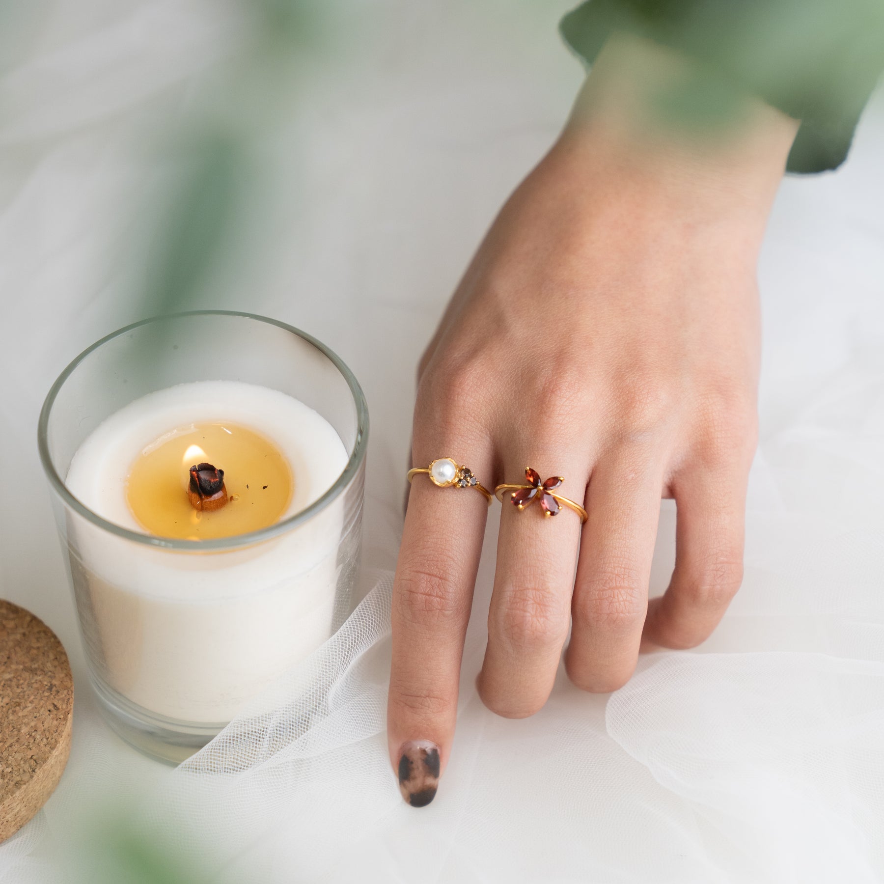 【パール×スモーキークォーツ】DSLB-Design Ring Collection -Luna Bloom