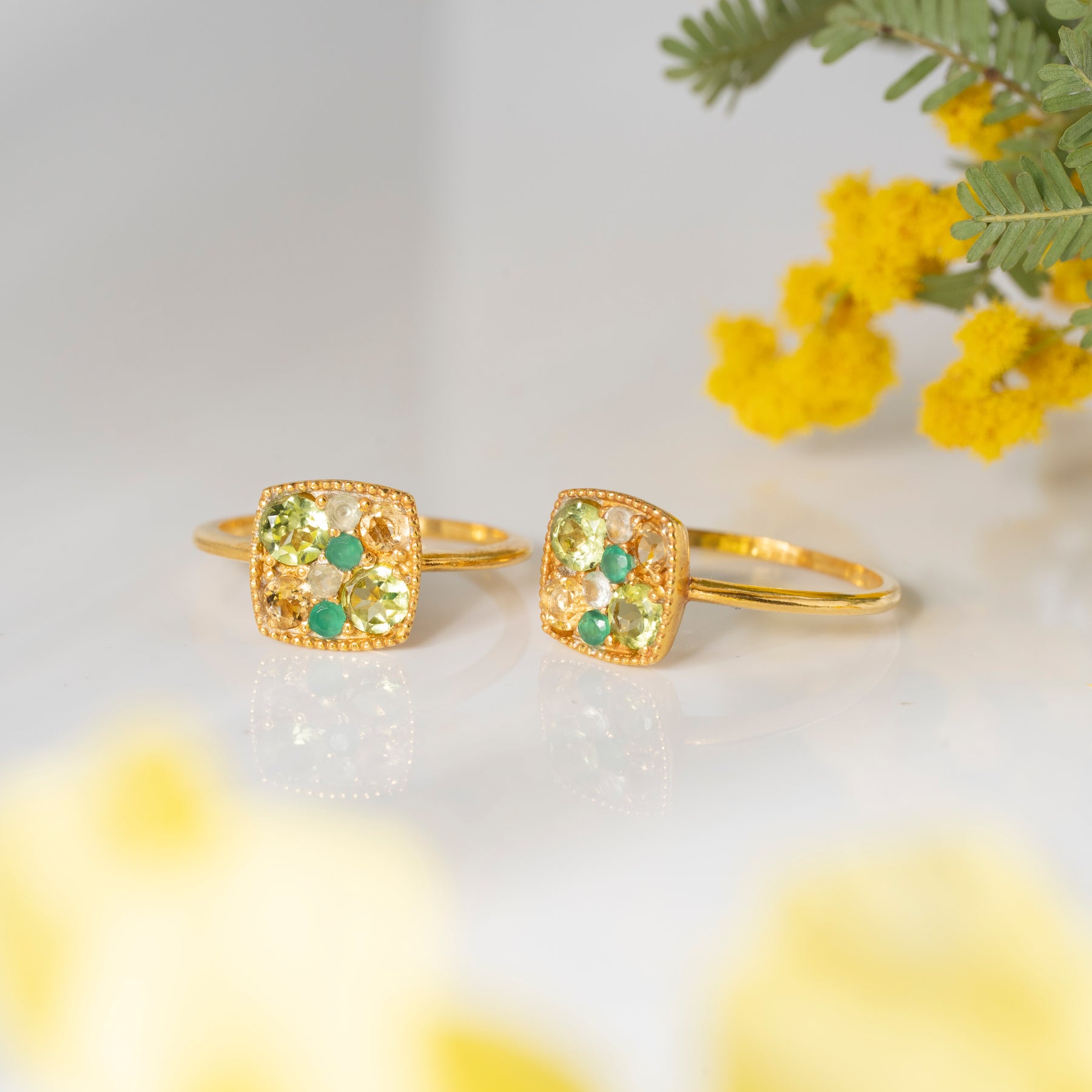 【エメラルド×ペリドット×シトリン×プレナイト】DSDB-Design Ring Collection -Dressy Bouquet
