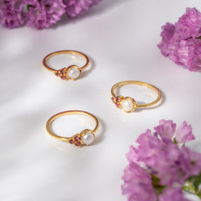 【パール×ピンクトルマリン】DSLBPT-Design Ring Collection -Luna Bloom-Pink Tourmaline
