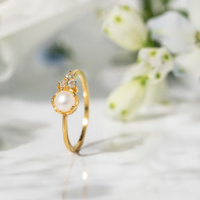 【パール×ブルートパーズ】DSLBBP-Design Ring Collection -Luna Bloom-Blue Topaz