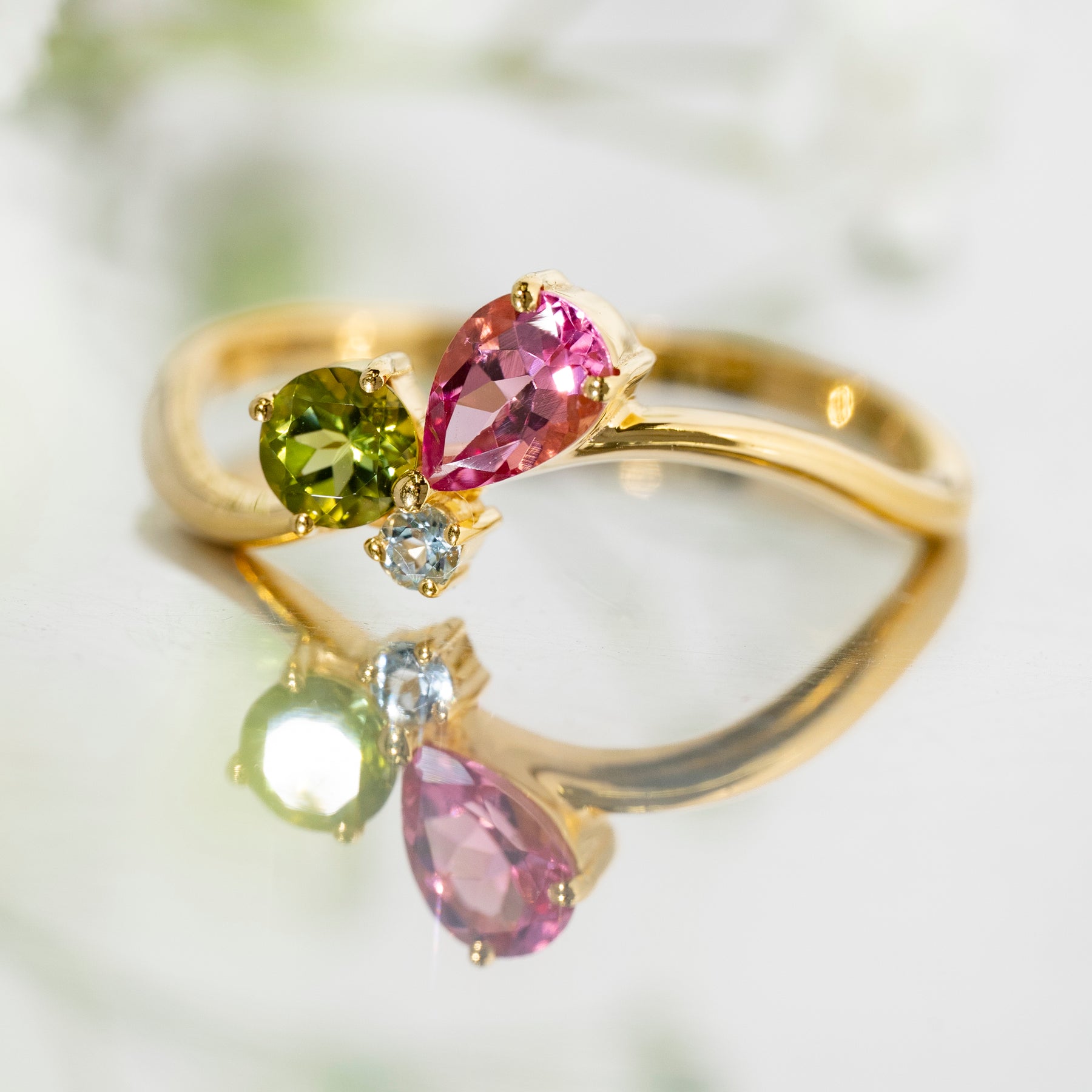 【ピンクトルマリン×ペリドット×ブルートパーズ】DSWZ-Design Ring Collection -Waltz